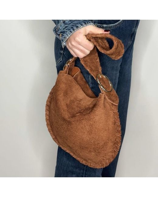 Ruj Heritage Brown Hobo Bag Suede
