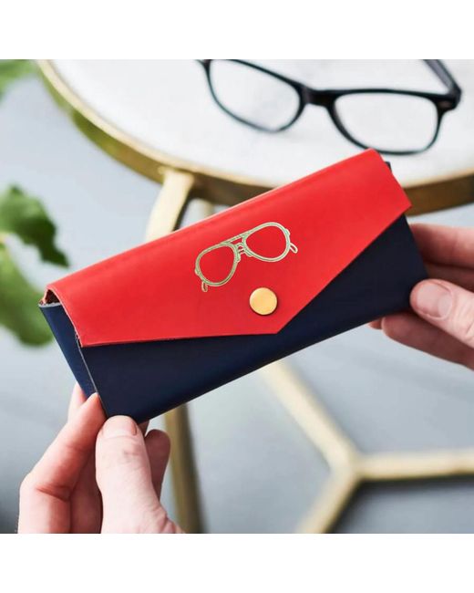 VIDA VIDA Red And Leather Glasses Case for men