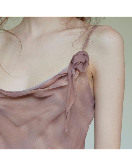 Belsize25 Brown Lumen Print Nude Silk Slip Long Dress
