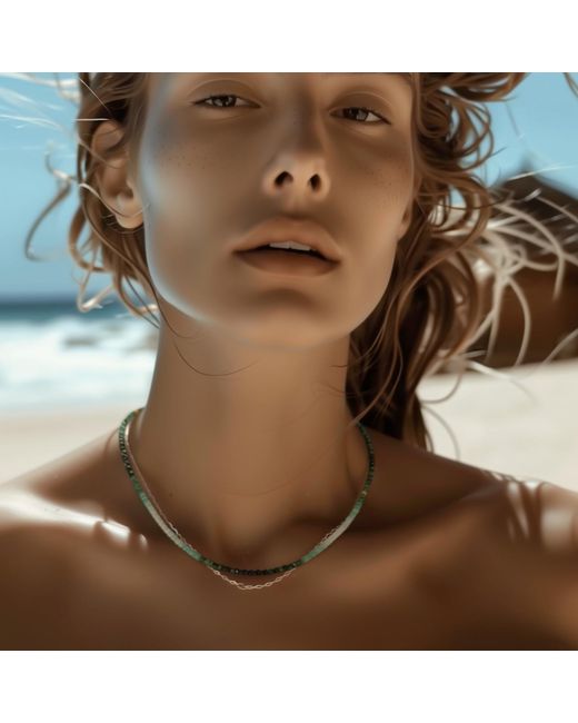 Bombyx House Metallic Birthstone May Emerald Ombre Bead Necklace