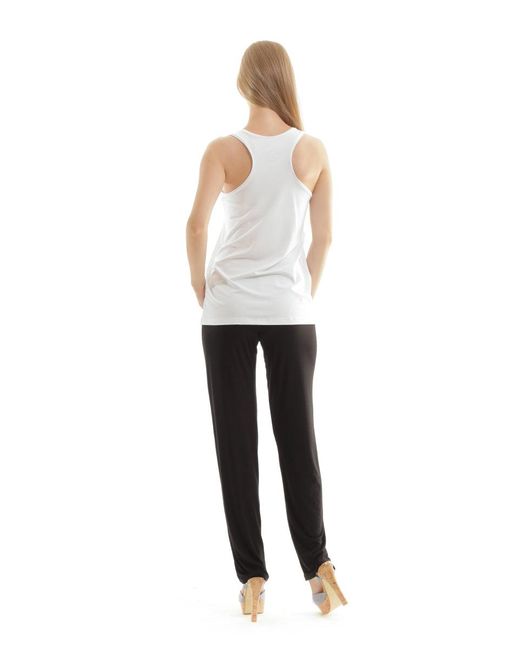 Conquista White Racer Back Print Top