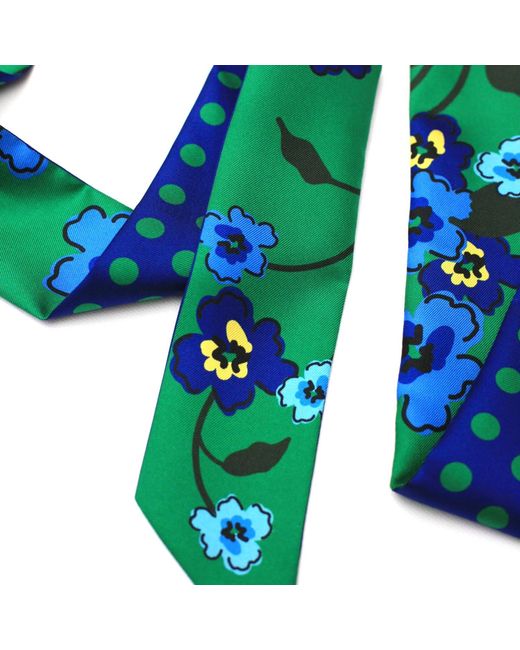 Jessie Zhao New York Green Silk Skinny Scarf Emerald Echo