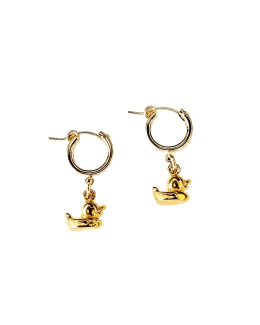 Lexi Jewelry Metallic Rubber Ducky Hoop Earrings