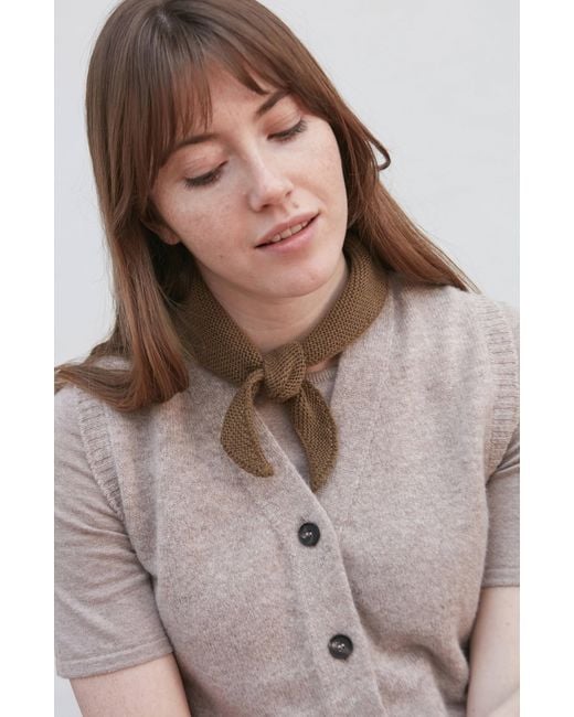 Paul James Knitwear Brown Cotton Garter Knit Fynn Mini Neckerchief