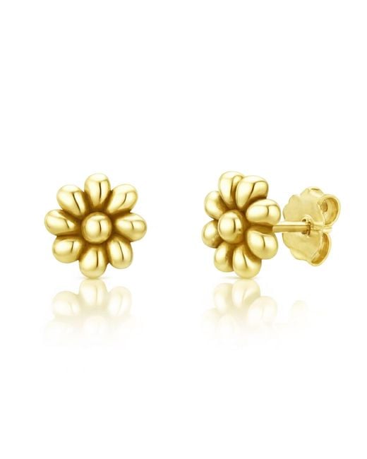 Unaloe Metallic Vermeil Flower Stud Earrings – Contemporary Luxury Floral Designer Studs For