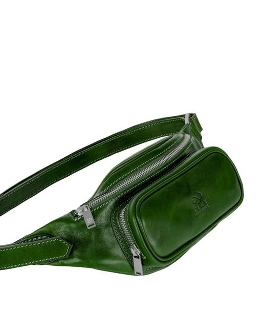 Time Resistance Green Leather Sling Bag Belly Bag