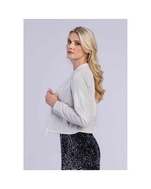 Freaky Nation White Leather Jacket Sparkling