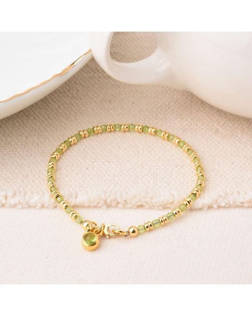 Nellou Jewellery Metallic Linear August Birthstone Bracelet Peridot Plated Sterling