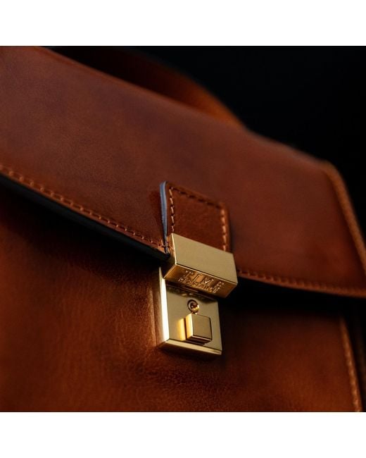Time Resistance Brown Small Leather Briefcase For