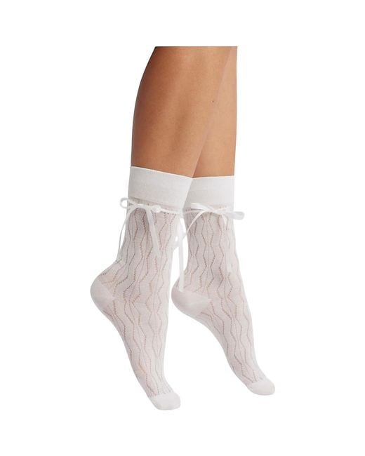 HIGH HEEL JUNGLE by KATHRYN EISMAN White Bella Satin Bow Socks