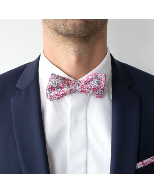 LE COLONEL Pink Liberty Wiltshire Redcurrant Bow Tie for men