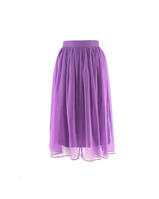 Noria Anis Purple Silk Chiffon Mid-Length Skirt