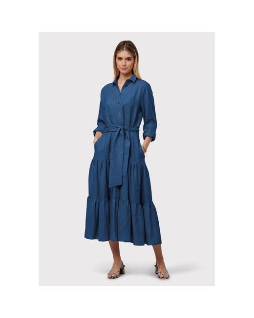 Helen Mcalinden Blue Adele Borage Linen Dress