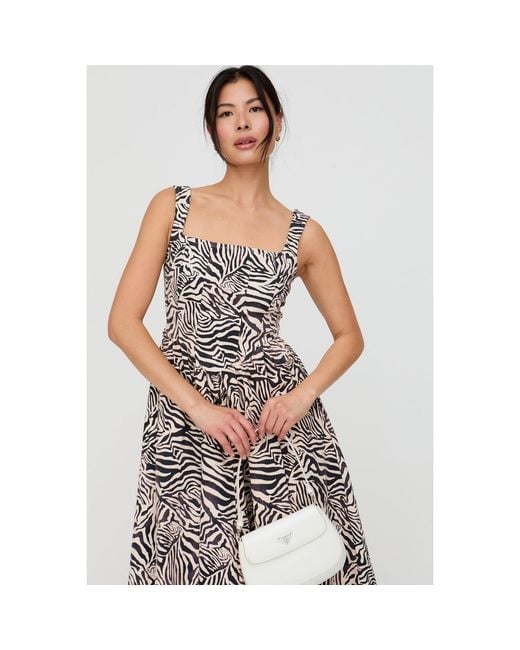 Lily and Lionel Natural Neutrals Hayley Corset Inspired Zebra Print Midi Dress