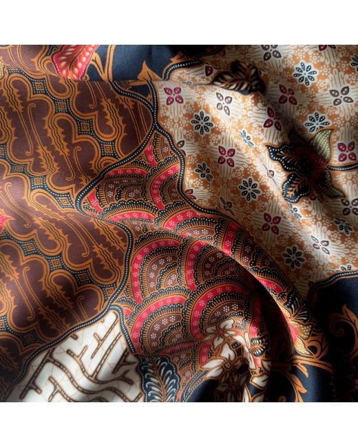 ORIGIN OF HEARTS Brown Tarua Floral Print Resort Satin Kimono Shirt for men