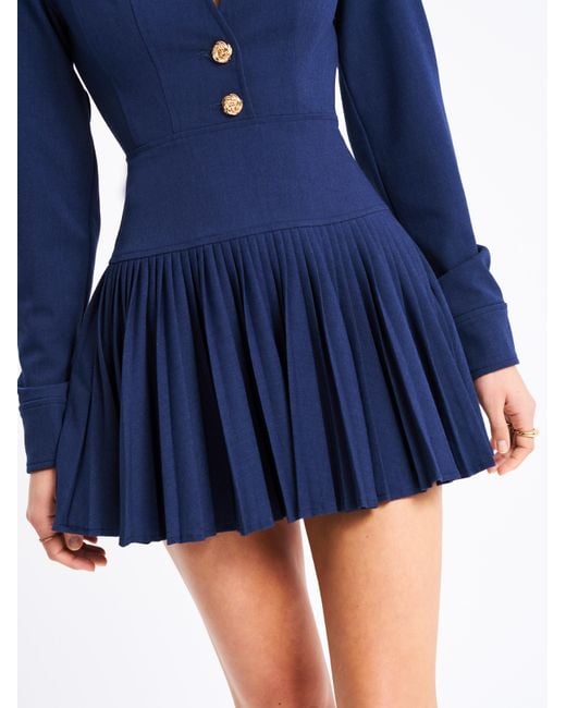 Miss Circle New York Blue Valarie Denim Style Pleated Mini Dress