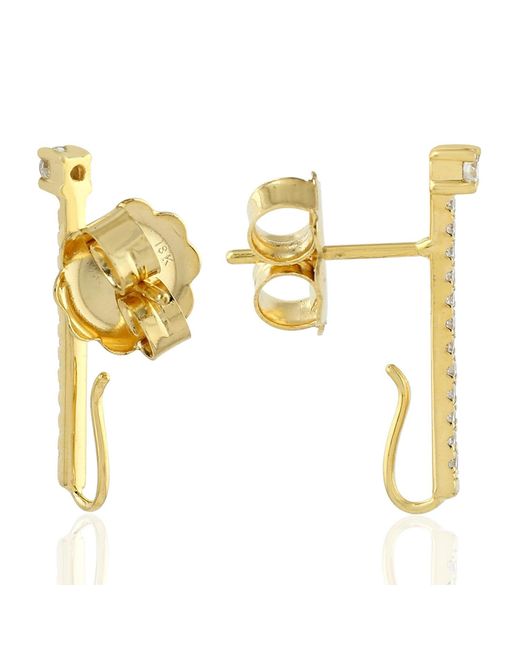 Artisan Metallic 18k Yellow Gold With Diamond Stud Earrings