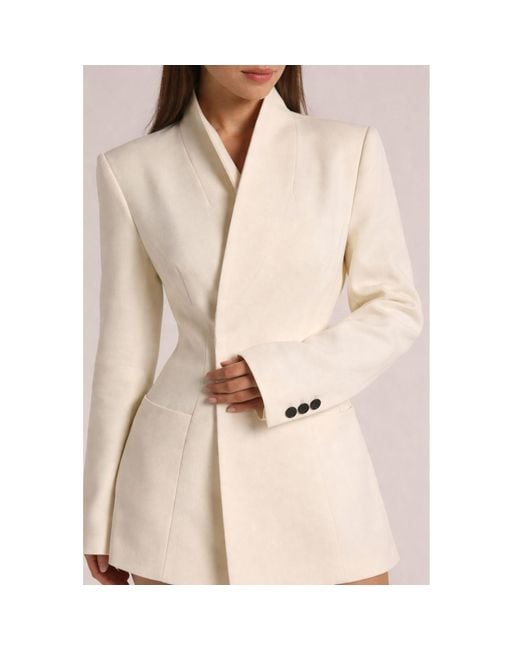 Curated Row Natural Tess Structured Woven Blazer Dress Cream