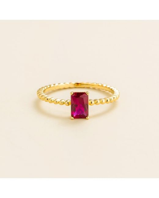 Juvetti Multicolor Buchon Ring Set With Ruby
