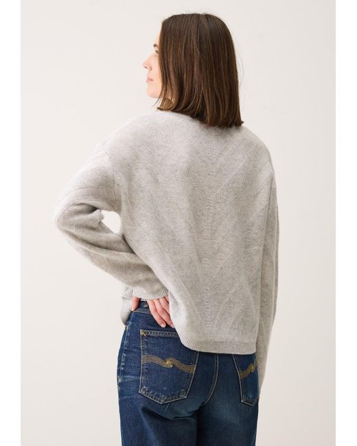 Loop Cashmere Gray Textured Chevron Sweater