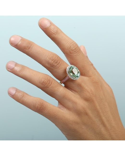 Artisan Metallic Tourmaline, Sapphire & Diamond Halo Ring