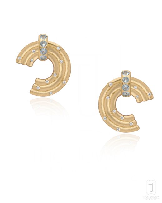 The Jewelz Metallic March Birthstone Helix Aquamarine 925 Earrings