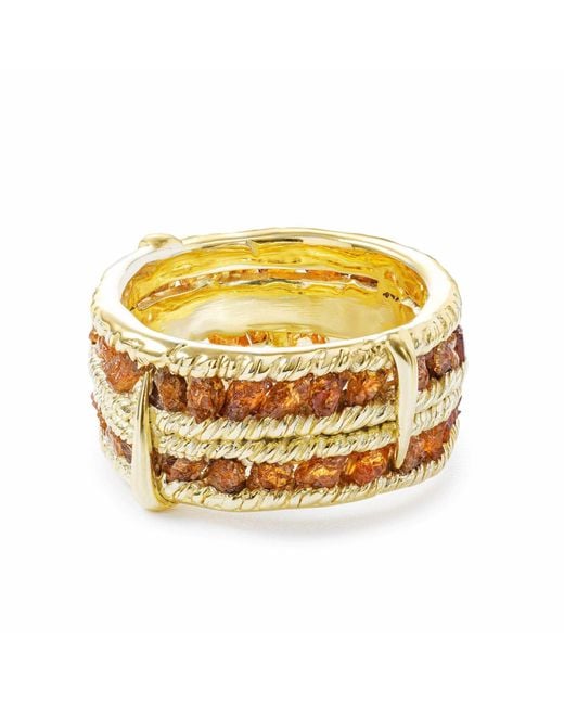 German Kabirski Metallic Tartine Raw Spessartine Garnet Plated Ring