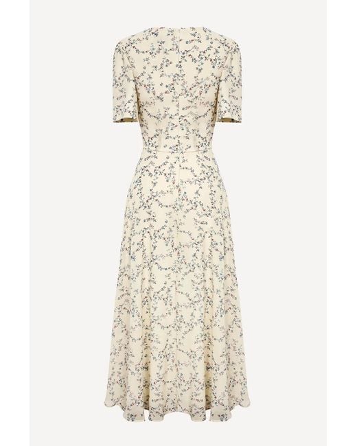 POST MERIDIEM Natural Light- Short Sleeve Floral Midi Dress