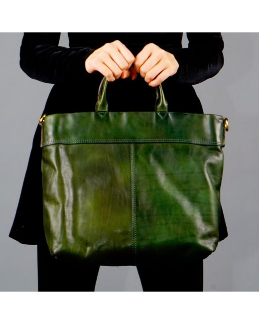Rimini Green Leather Tote 'amalia'
