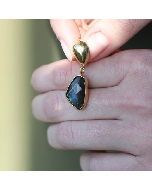 LINYA JEWELLERY Metallic Natural Labradorite Earrings