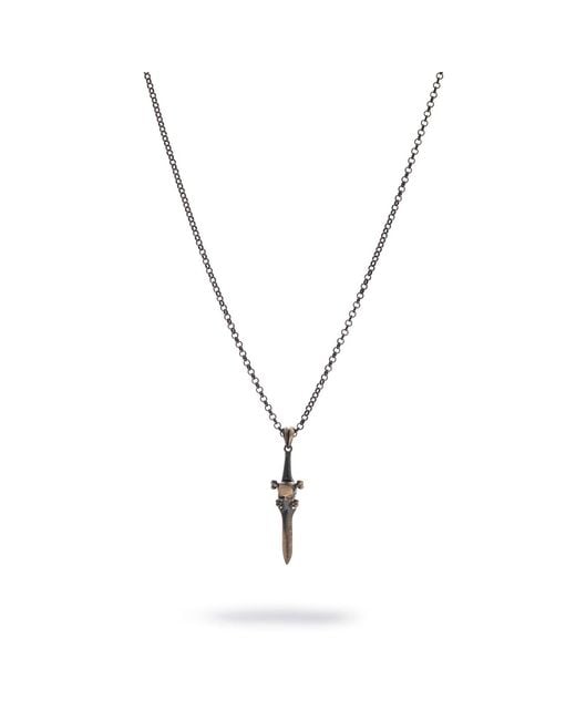 Ebru Jewelry Metallic Skull Blade Warrior Necklace for men