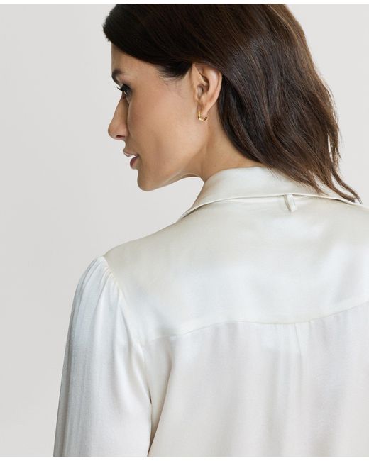 Really Wild Clothing White Glyndebourne Silk Detachable Tie Neck Blouse