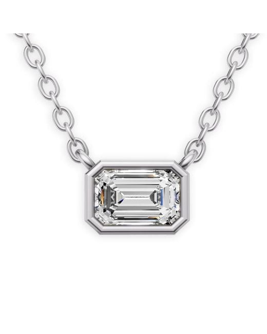 SEREIA OFFICIAL Metallic 14K 0.25 Ct Lab-Grown Emerald Cut Bezel Pendant