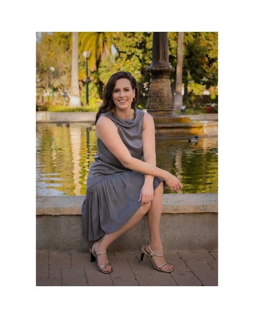 Femponiq Gray Roll Collar Dress With Cutaway Neck