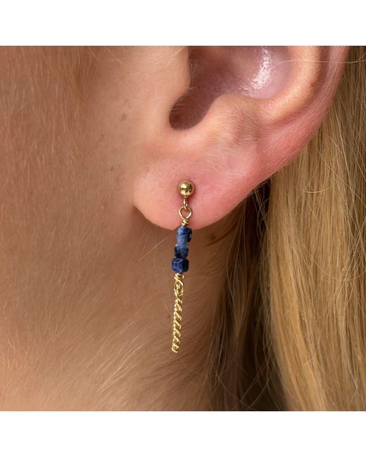 Rachel Nathan Metallic Post Sapphire & Chain Earrings