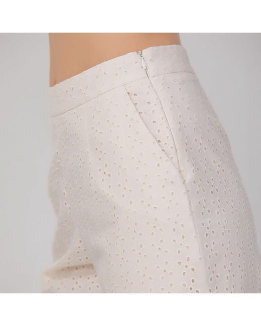 Smart and Joy Natural Neutrals Eyelet Cotton Lace Pants -Cream