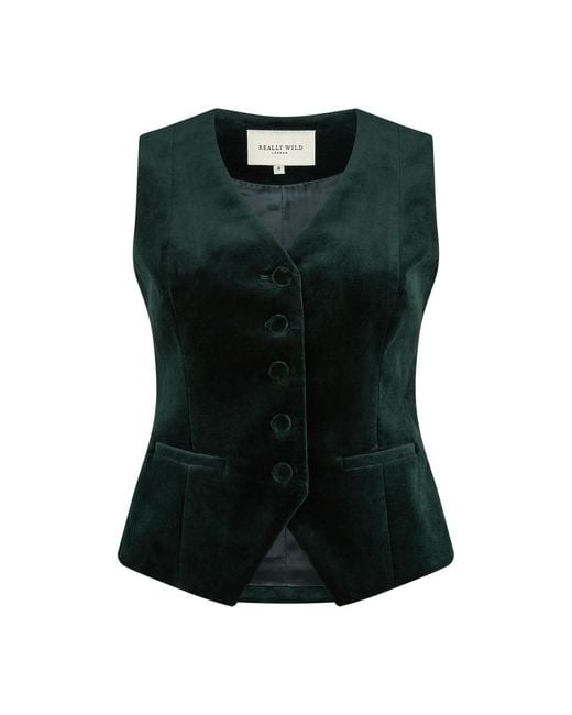 Really Wild Clothing Green Mayfair Velvet Waistcoat