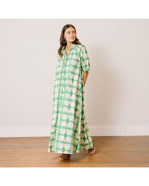 SUNSHINE TIENDA Green Viridian Tile Oasis Dress