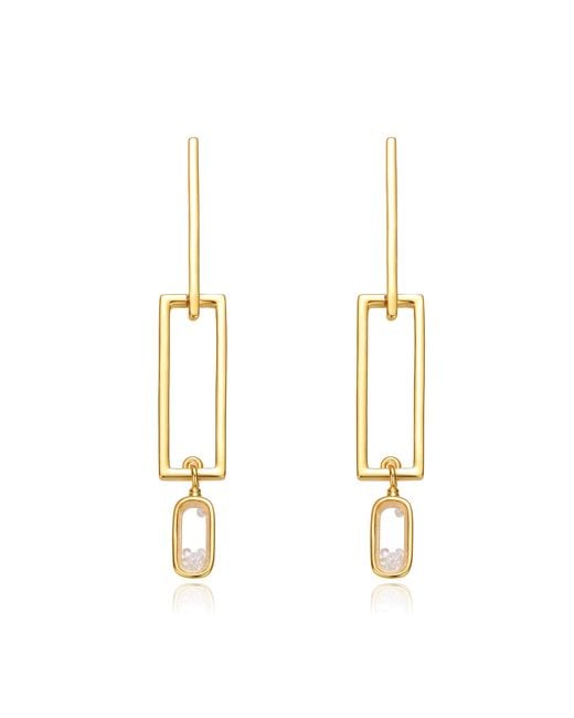 Genevive Jewelry Metallic 14K Plated With Colored Cubic Zirconia Drop Earrings