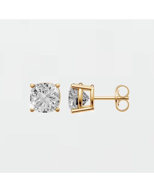 Aya Fine Jewelry White 3.14 Ct Cushion Cut Lab Diamond Stud Earrings