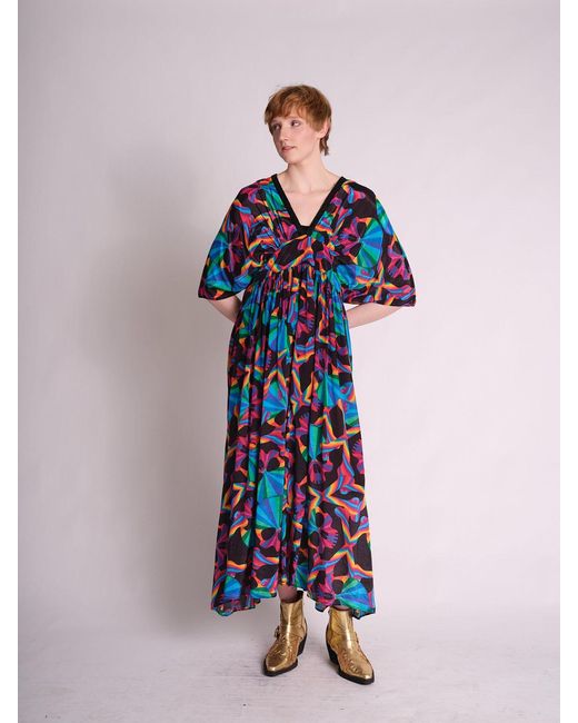 Any Old Iron Blue Skull Kaftan Dress