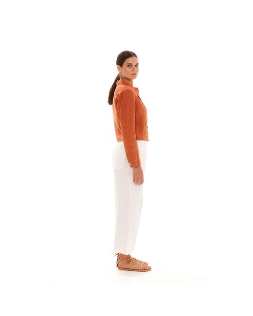 Haris Cotton White Neutrals Linen Jacket With Long Sleeves Beach Sand