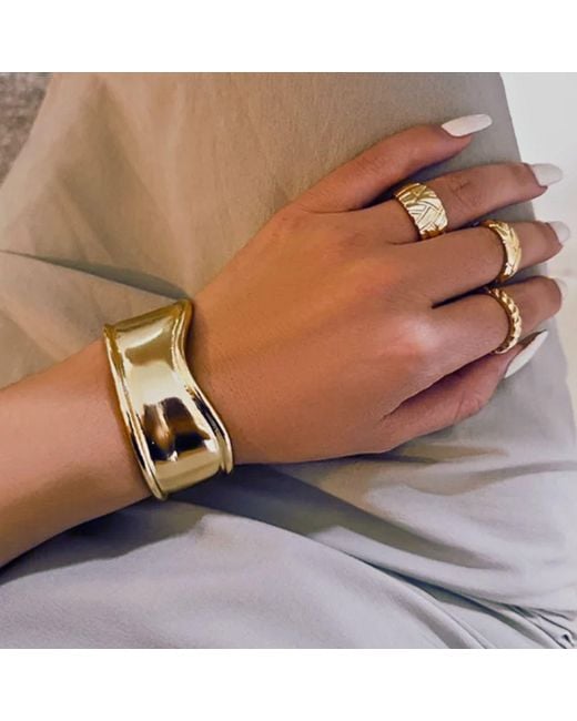 Olivia Le Metallic Abstract Statement Cuff Bracelet