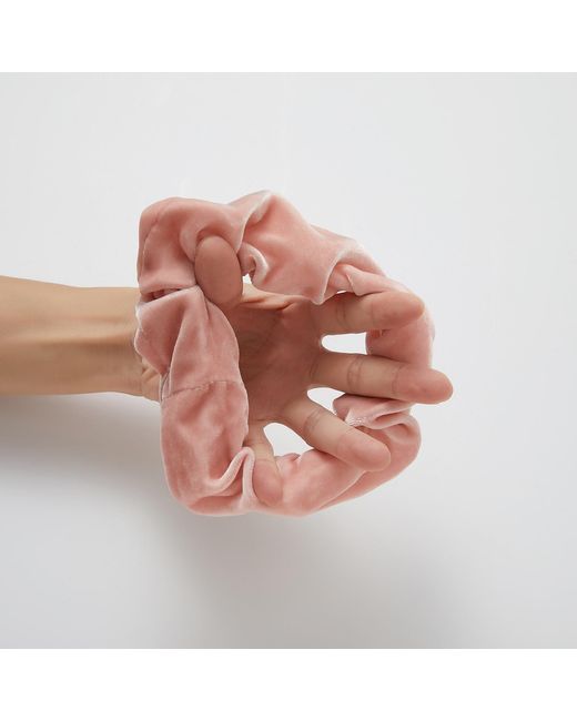 Soft Strokes Silk Pink Silk Velvet Handmade French Scrunchie Set Of Four