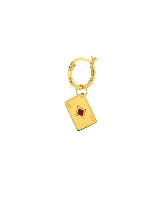 True Rocks White 18kt Gold-plated & Red Enamel Ace Of Diamonds Mini Pendant for men