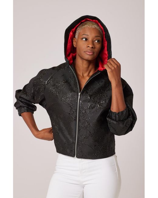 Lioness by Tf Black The Embossed Flowery Hoodie Jacket