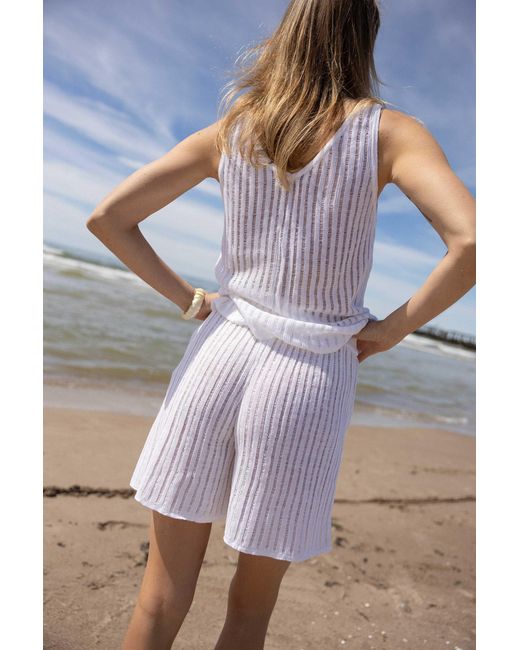 SALANIDA White Caldo 100% Linen Tank Top
