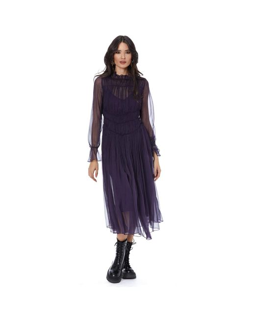 Framboise Blue Tania Midi Silk Dress