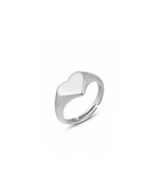 Spero London Metallic Sterling Heart Love Signet Ring