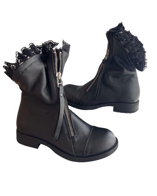 Adrenaline Fashion Blue Handcrafted Leather Ankle Boots With Lace Detail – Genuine Leather Designer Handmade Boots